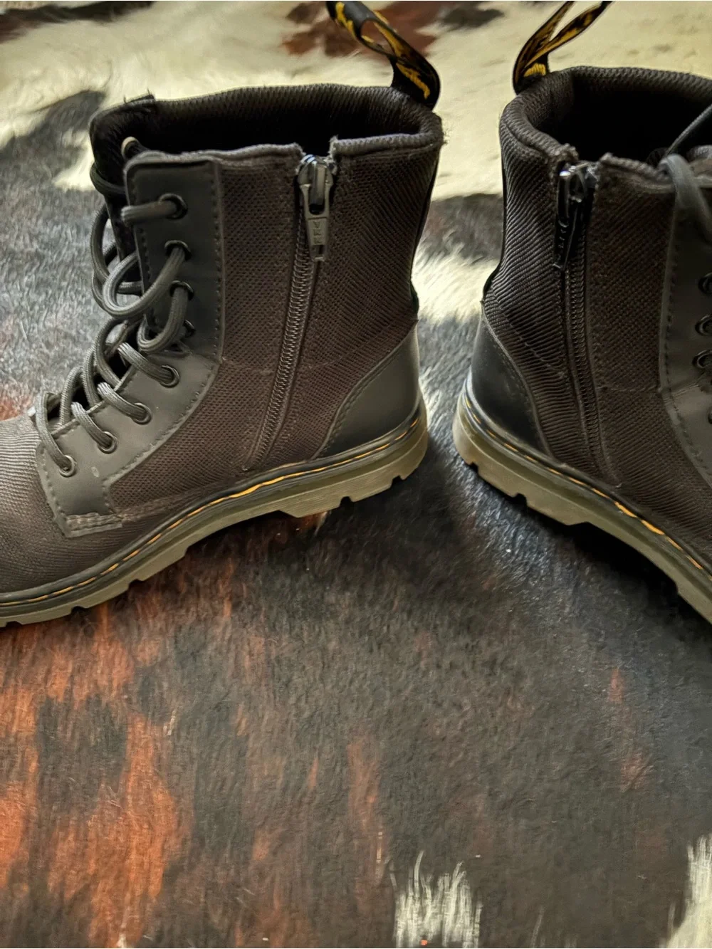 Dr. Martens Kids Black Lace-Up Canvas Combat Boots